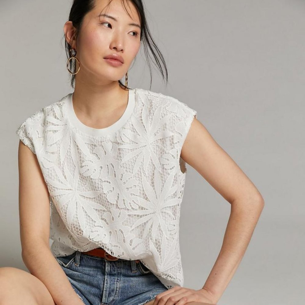 Anthro Corey Lynn Calter White Lace top XS